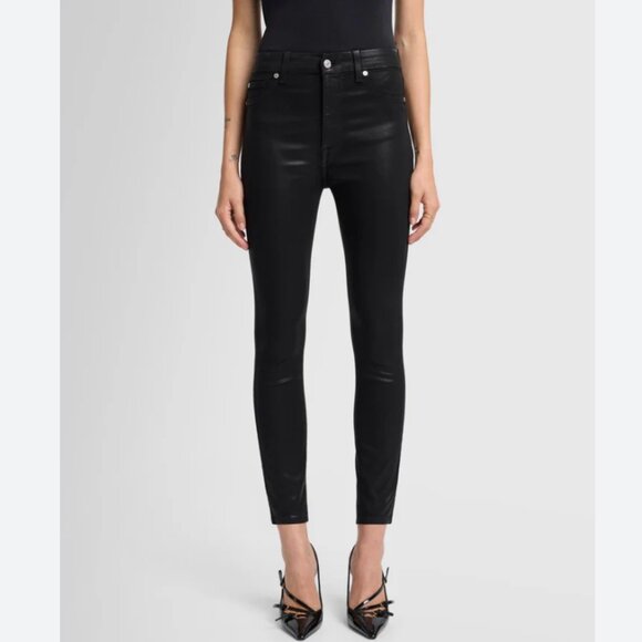 NWT 7ForAllMankind B(Air) High Waist Ankle Skinny in Coated Black, Size 27 - Picture 1 of 7